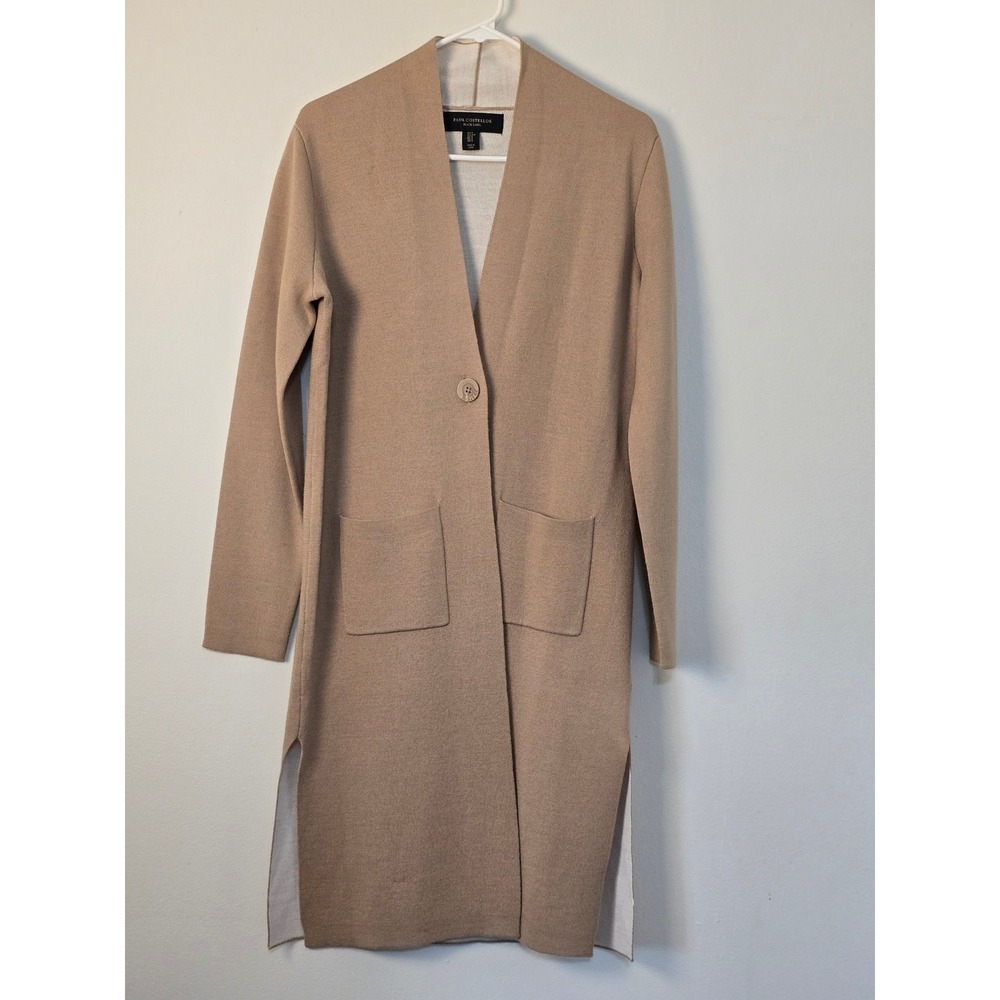 Paul Costelloe Sweater Duster Cardigan Womens Small Black Label Wool Blend